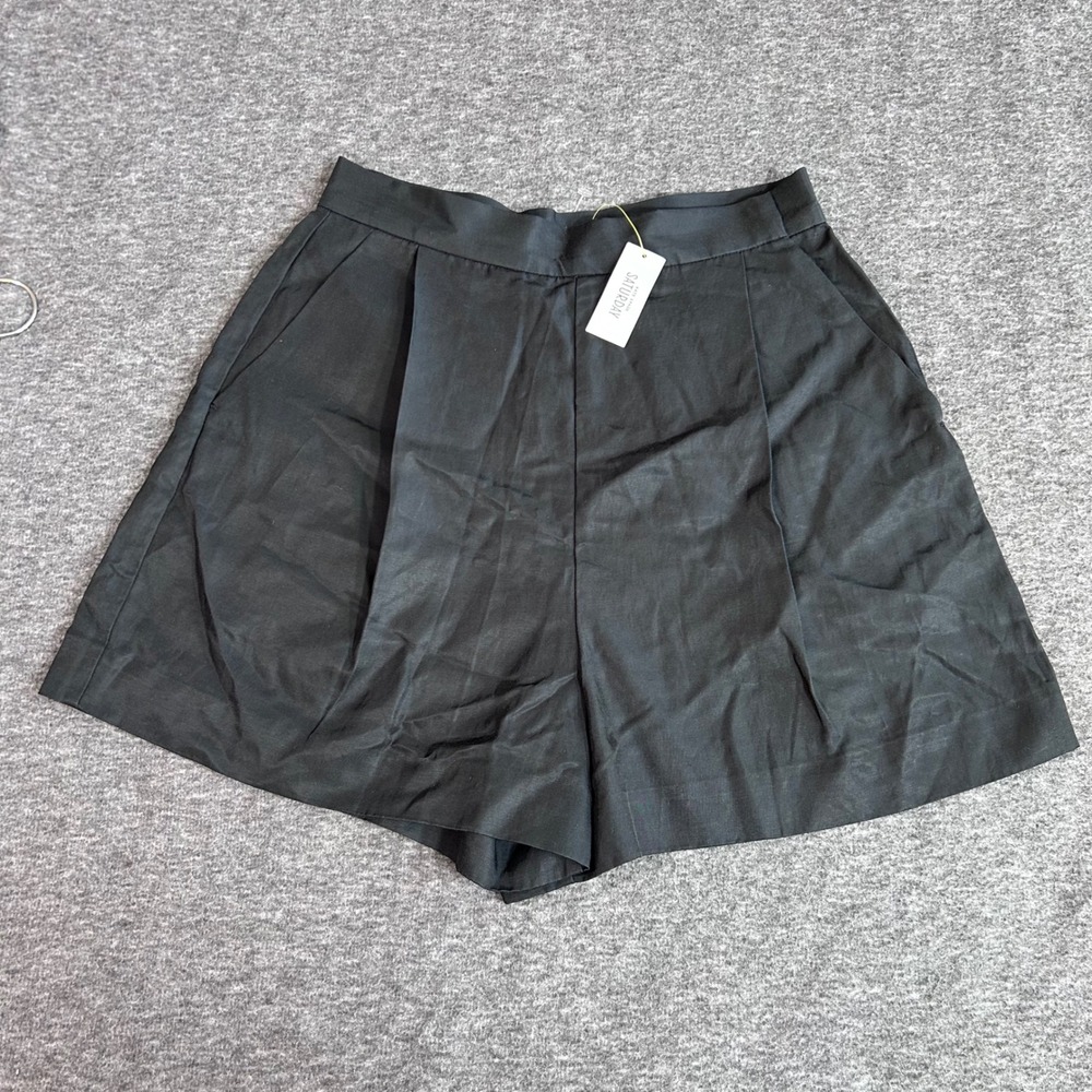 Kate Spade Saturday Black Pleated Shorts Cupro Cotton Blend Size 2 NWT